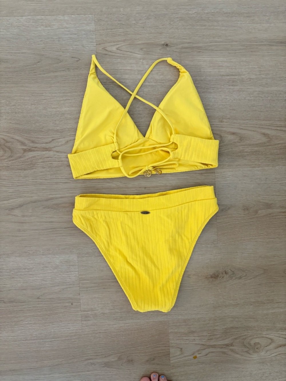 Luli Fama Yellow Ribbed Bikini Set - Picture 2 of 2